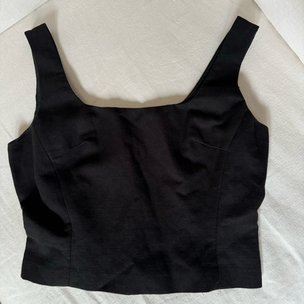Prada Women's Cotton and Linen Black Tank Top